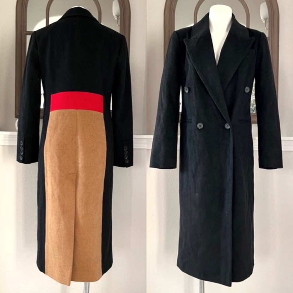 NEW Avec Les Filles ColorBlock Trench Coat, Black Red Camel Size S Retail ~ $500 - Picture 10 of 17